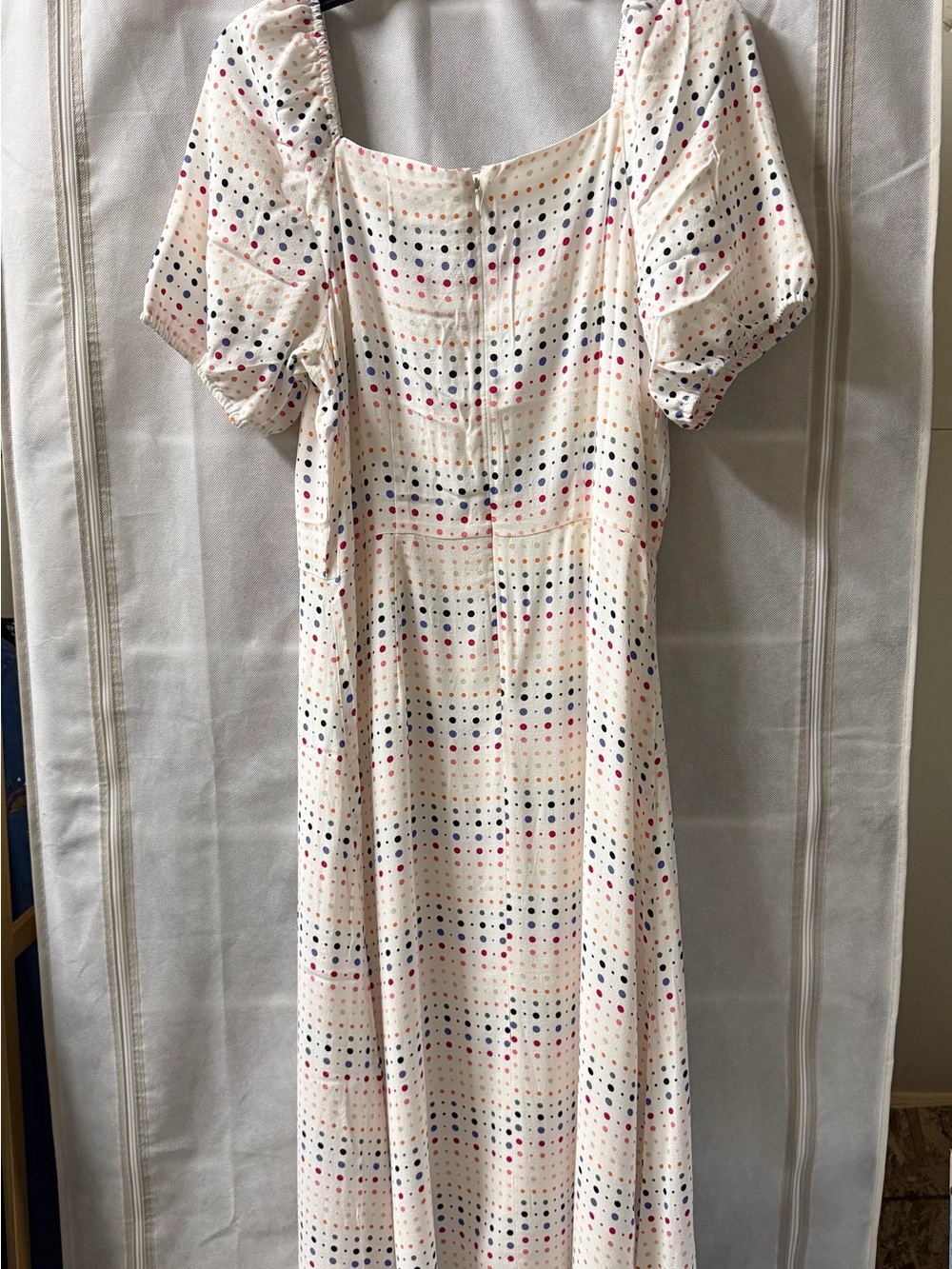 LOFT White Eyelet Midi Dress with Color Dot Detail - Picture 3 of 3